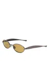 Bottega Veneta Ssense Exclusive Gunmetal Sardine Oval Sunglasses In Black