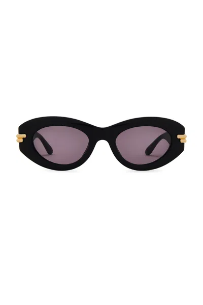 Bottega Veneta Mitre Oval-framed Sunglasses In Black