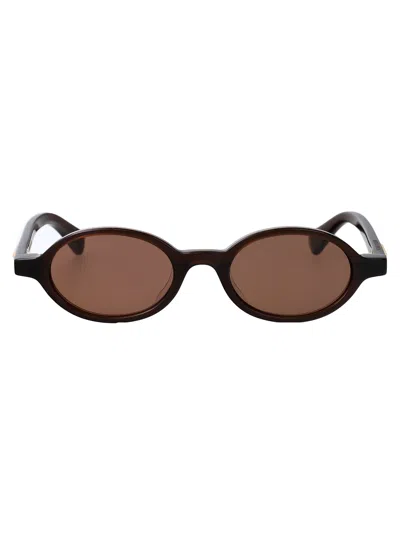 Bottega Veneta Oval Sunglasses Bv1388 S 007 In Brown