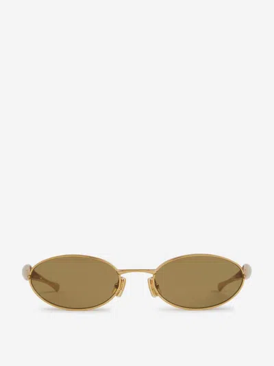 Bottega Veneta Oval Sunglasses In Gold