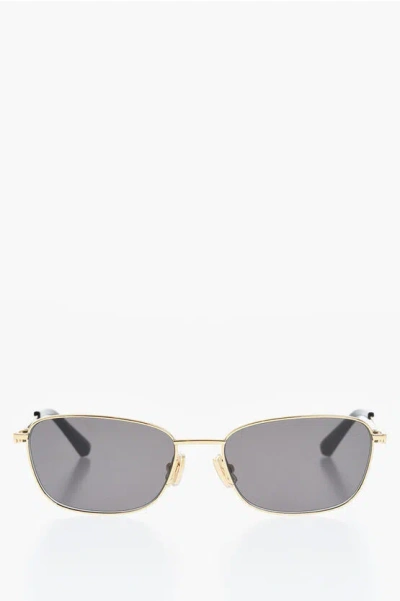 Bottega Veneta Oval Sunglasses With Golden Effect Frame In Black