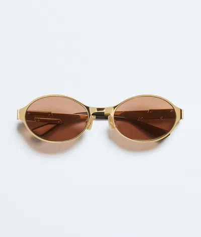 Bottega Veneta Ovale Dash Sonnenbrille In Gold