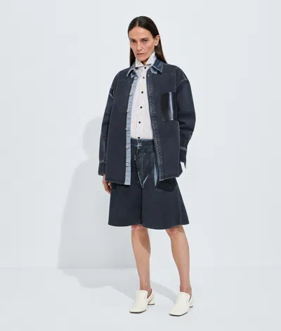 Bottega Veneta Overdyed Denim Shirt In Midnight