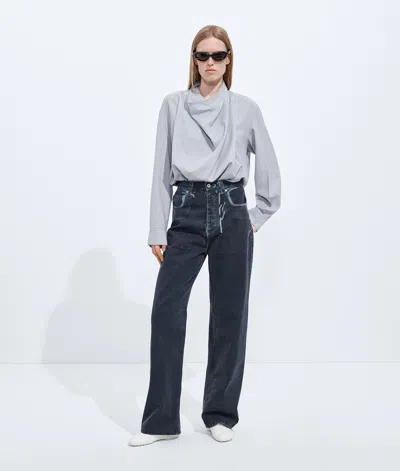Bottega Veneta Overdyed Wide Leg Jeans In Midnight