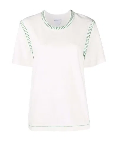 Bottega Veneta Overlock Detail Cotton T-shirt In White