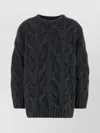Bottega Veneta Oversize Cable Knit Wool Sweater In Black