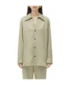 Bottega Veneta Oversized Green Shirt With Maxi Collar In Fluid Viscose Woman In Green