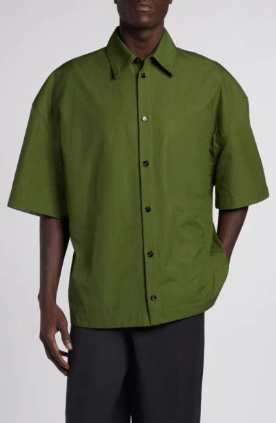 Bottega Veneta Oversize Short Sleeve Button-up Shirt In Thyme