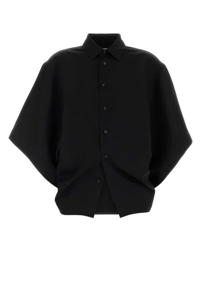 Bottega Veneta Oversize Wool Twill Shirt In Black