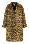 Bottega Veneta Womens Brushed Leopard Wool-blend Coat Camel Black Brown In Multi