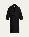 Bottega Veneta Oversized Collar Double-breasted Wool-blend Coat In Brown