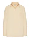 Bottega Veneta Cream Shirt In Cotton And Silk In Nude & Neutrals