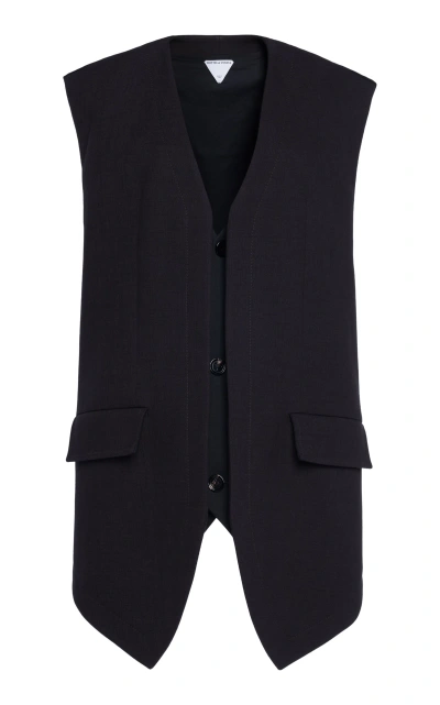 Bottega Veneta Oversized Cotton-blend Melange Vest In Black