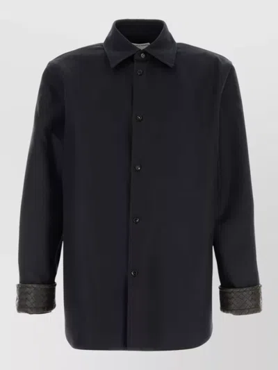 Bottega Veneta Oversized Cotton Shirt Jacket In Black