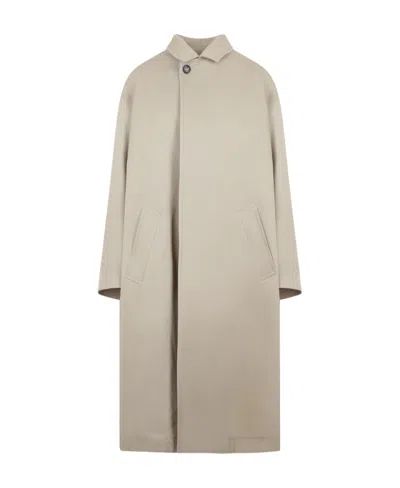 Bottega Veneta Cotton Twill Midi Coat In Neutral
