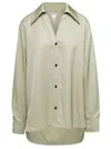 Bottega Veneta Oversized Green Shirt With Maxi Collar In Fluid Viscose Woman In Multicolor