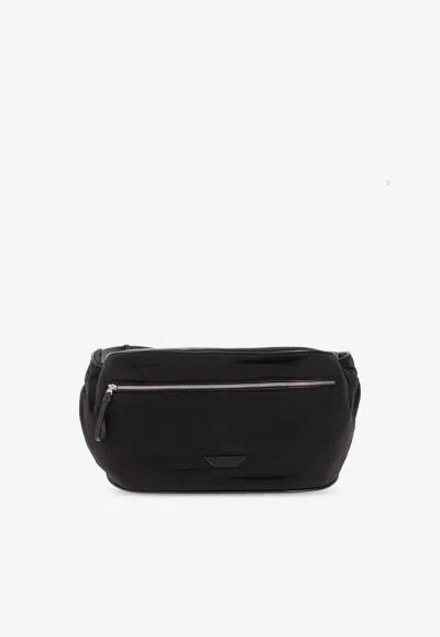 Bottega Veneta Oversized Logo-patch Belt Bag In Black