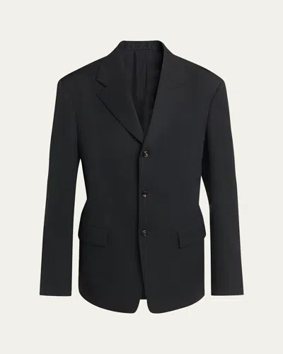 Bottega Veneta Oversized Single-breasted Wool Blazer In Black