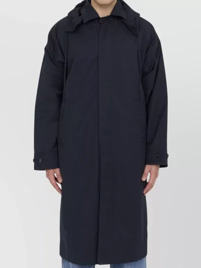 Bottega Veneta Oversized Trench Coat With Drawstring Hood In Black