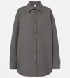 Bottega Veneta Wool-blend Buttoned Shirt In Grey