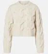Bottega Veneta Cropped Cable-knit Wool Sweater In White