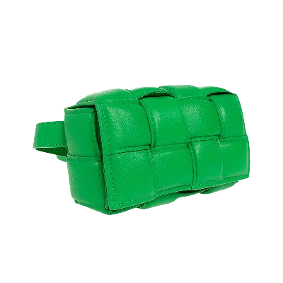 Pre-owned Bottega Veneta Padded Cassette Belt Bag 'parakeet/silver' In Green