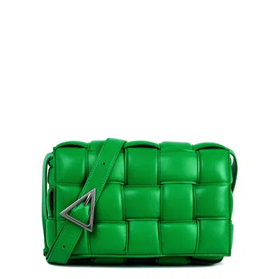 Bottega Veneta Padded Cassette Intrecciato Leather Cross-body Bag In Green
