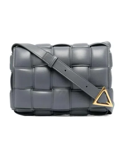 Bottega Veneta Padded Cassette Leather Shoulder Bag In Gray