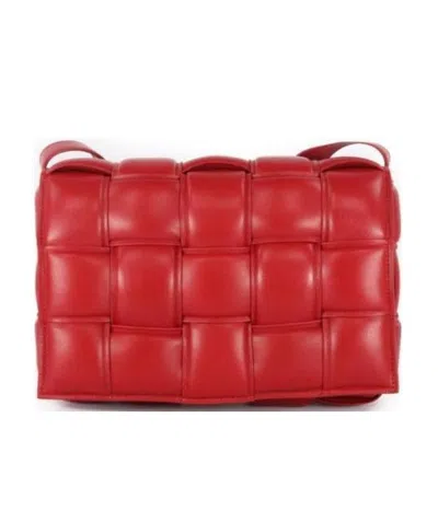 Bottega Veneta Padded Cassette Leather Shoulder Bag In Red