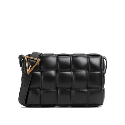 Bottega Veneta Padded Cassette Shoulder Bag In Black/gold