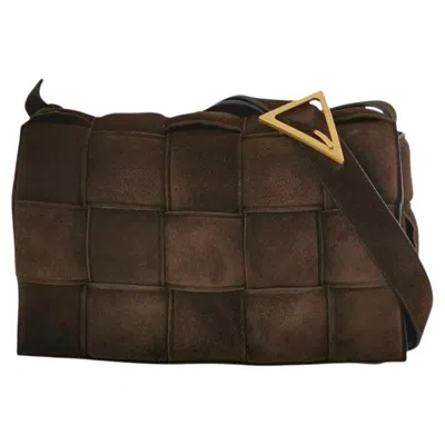 Pre-owned Bottega Veneta Padded Cassette Suede Leather Dark Brown Tan