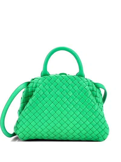 Pre-owned Bottega Veneta Padded Handle Tote Intrecciato Nappa Mini Satchel In Green