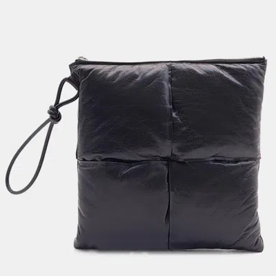 Pre-owned Bottega Veneta Padded Intrecciato Pouch Bag In Black
