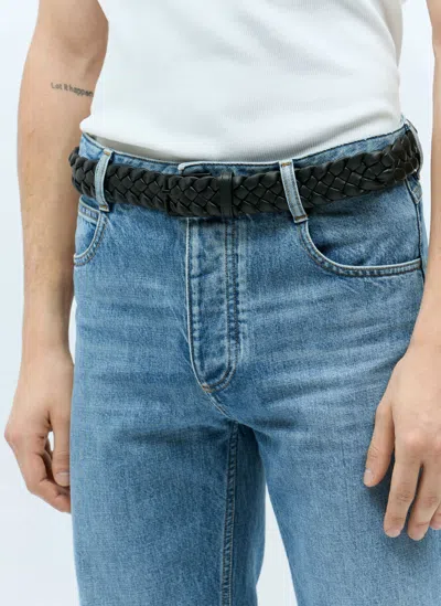 Bottega Veneta Men Padded Intreccio Belt In Black
