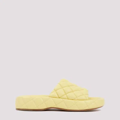 Bottega Veneta Padded Leather Sandals In Lemon