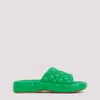 Bottega Veneta Quilted Green Slides With Chunky Sole In Parakeet