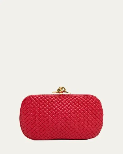 Bottega Veneta Padded Leather Sculptural Knot Clutch Bag In Cardinal