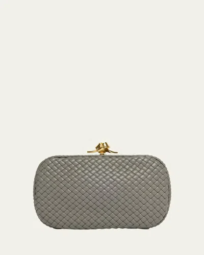 Bottega Veneta Padded Leather Sculptural Knot Clutch Bag In Gray