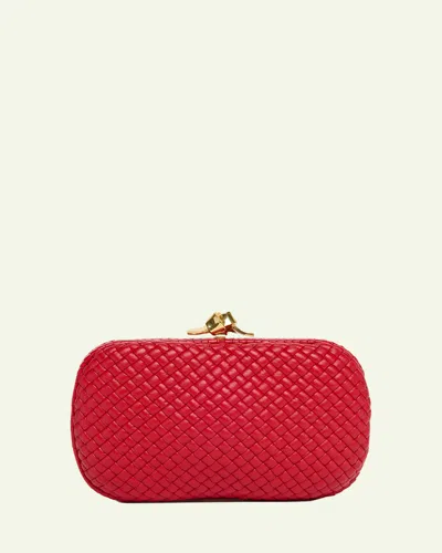 Bottega Veneta Padded Leather Sculptural Knot Clutch Bag In Red