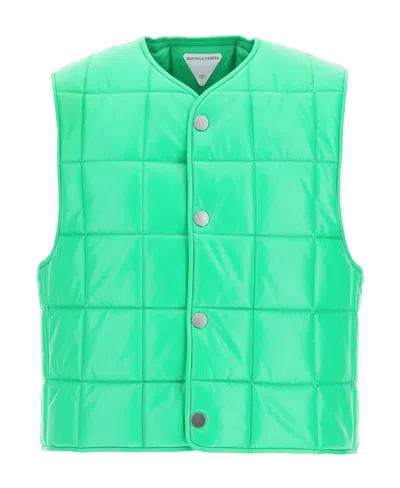 Bottega Veneta Padded Leather Vest In Green