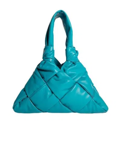 Bottega Veneta Padded Lock Intrecciato Tote Bag In Blue