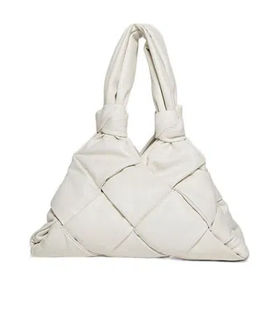 Bottega Veneta Padded Lock Intrecciato Tote Bag In White