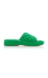 Bottega Veneta Padded Leather Flat Sandals In Green