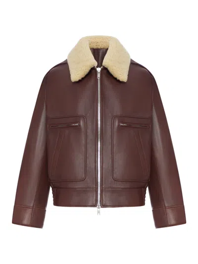 BOTTEGA VENETA NAPPA BOMBER JACKET WITH SHEARLING COLLAR