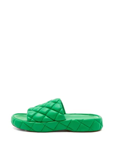 Pre-owned Bottega Veneta Padded Platform Slide Sandals In Green