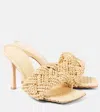 Bottega Veneta Lido 90 Raffia Intrecciato Mule In Beige
