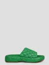 Bottega Veneta Padded Leather Flat Sandals In Green