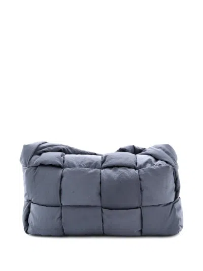 Pre-owned Bottega Veneta Padded Tech Cassette Intrecciato Nylon Crossbody Bag In Gray