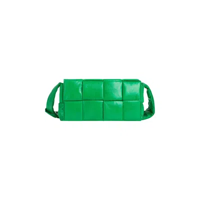 Pre-owned Bottega Veneta Padded Tech Parquet Cassette Bag 'parakeet/silver' In Green