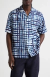 Bottega Veneta Printed Check Bowling Shirt In Chalk/eclipse